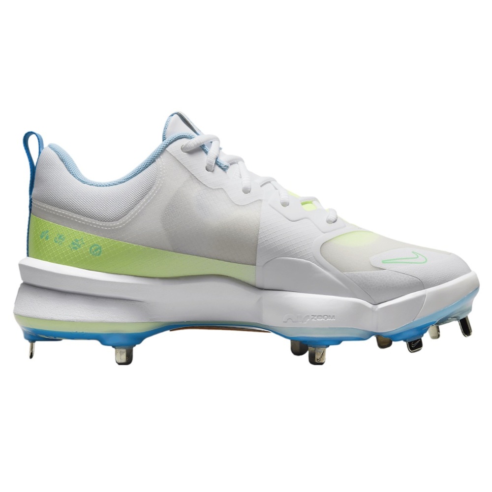 Nike Force Trout 9 Pro baseball cleats 'White Volt Aquarius Blue FQ7941-100 NWOB - Picture 5 of 12